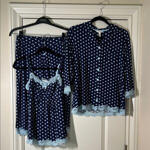 Soma Navy Blue Polka Dot Pajama Set